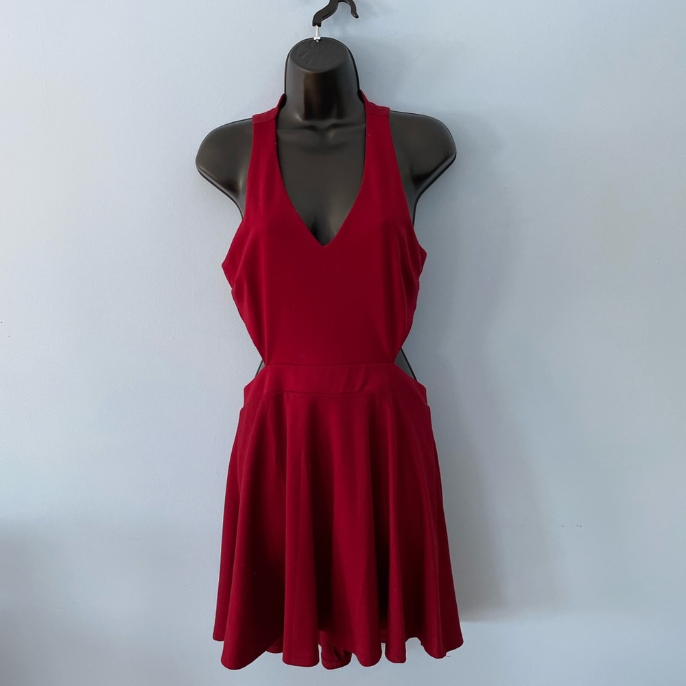 Baby doll sweetheart cut out red dress